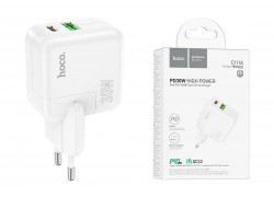 Сетевое зарядное устройство USB + USB-C HOCO C111A Lucky PD30W+ QC3.0 (белый)