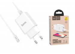 Сетевое зарядное устройство 2USB + кабель Type-C HOCO C62A Victoria (белый)