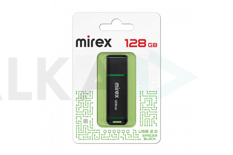 Флешка USB 2.0 Mirex SPACER BLACK 128GB (ecopack)