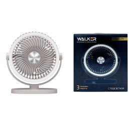 Вентилятор WALKER WFAN-70, подсветка, подвесной крючок, поворотный, рег. наклона, белый