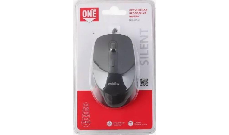 Мышь проводная Smartbuy ONE 265-K беззвучная, (SBM-265-K) (черный) Мышь проводная Smartbuy ONE 265-K беззвучная, (SBM-265-K) (черный)