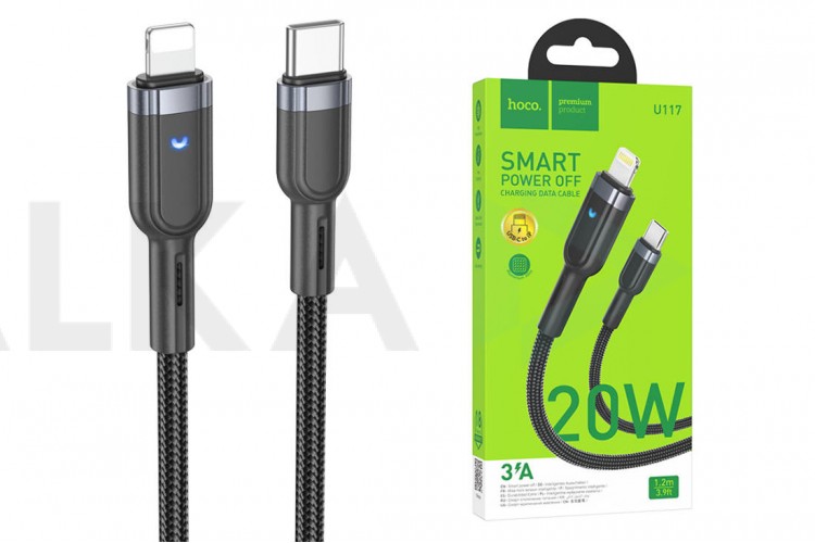 Кабель USB Type-C - Lightning HOCO U117, 3A PD20W (черный) 1м