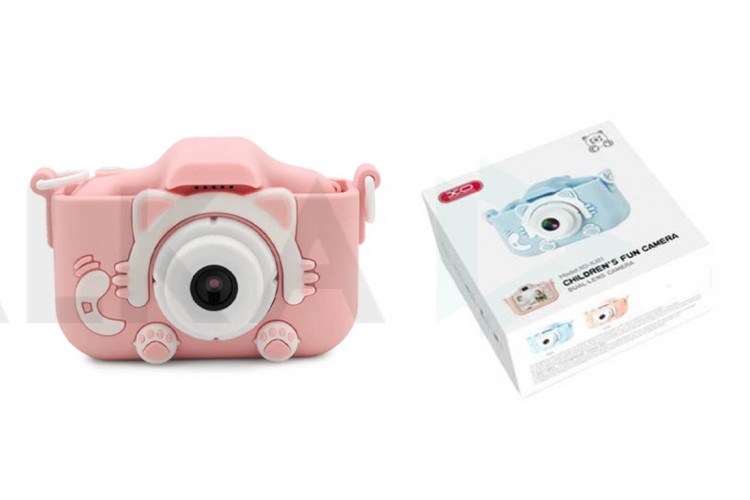 Детский фотоаппарат XO XJ01 Cartoon Dual Lens with Silicone Case pink