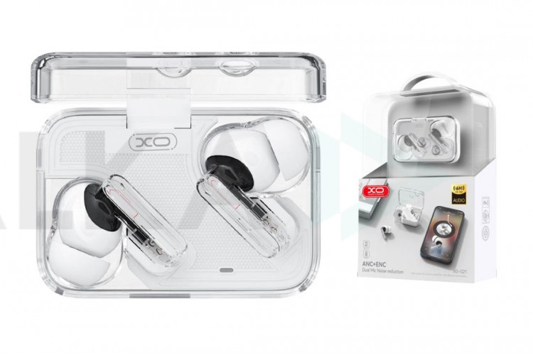 Наушники вакуумные беспроводные XO G21 Crystal Translucent Dual-Mic ANC+ENC Noise Cancelling TWS White