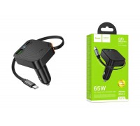 Автомобильное зарядное устройство BOROFONE NZ18 Guardian PD65W (USB - Type-C) с выдвижным кабелем Type-C (черный)