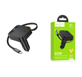 Автомобильное зарядное устройство BOROFONE NZ18 Guardian PD65W (USB - Type-C) с выдвижным кабелем Type-C (черный)