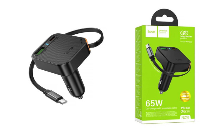 Автомобильное зарядное устройство BOROFONE NZ18 Guardian PD65W (USB - Type-C) с выдвижным кабелем Type-C (черный) Автомобильное зарядное устройство BOROFONE NZ18 Guardian PD65W (USB - Type-C) с выдвижным кабелем Type-C (черный)