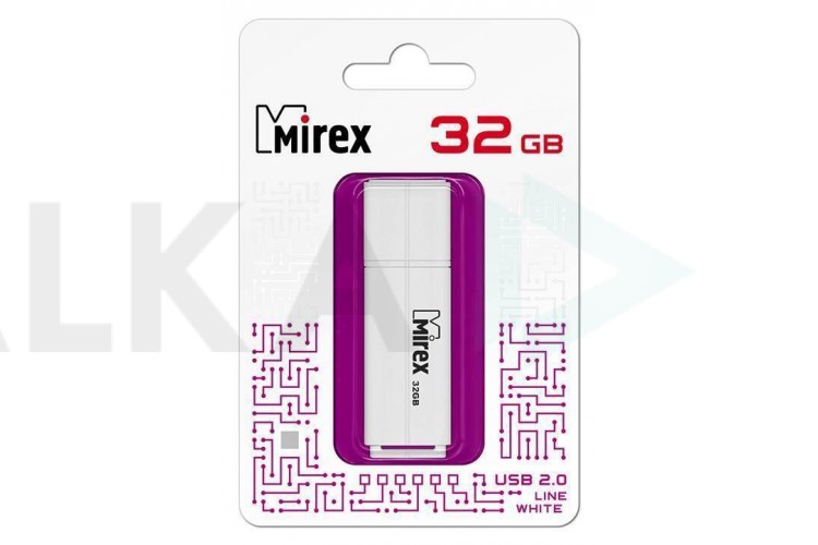 Флешка USB 2.0 Mirex LINE WHITE 32GB (ecopack)