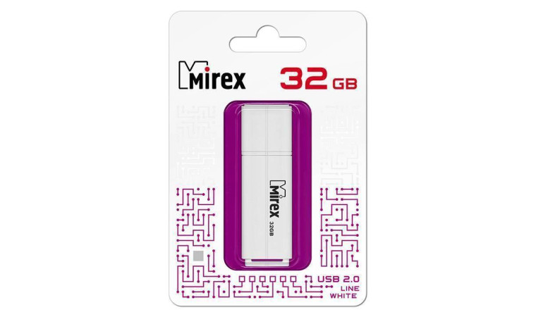 Флешка USB 2.0 Mirex LINE WHITE 32GB (ecopack) Флешка USB 2.0 Mirex LINE WHITE 32GB (ecopack)