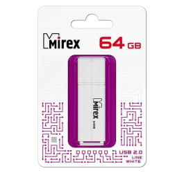 Флешка USB 2.0 Mirex LINE WHITE 64GB (ecopack)