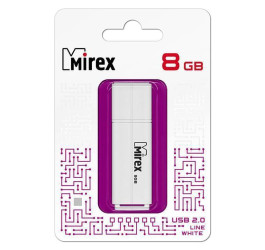 Флешка USB 2.0 Mirex LINE WHITE 8GB (ecopack)