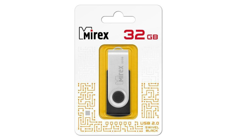 Флешка USB 2.0 Mirex SWIVEL BLACK 32GB (ecopack) Флешка USB 2.0 Mirex SWIVEL BLACK 32GB (ecopack)
