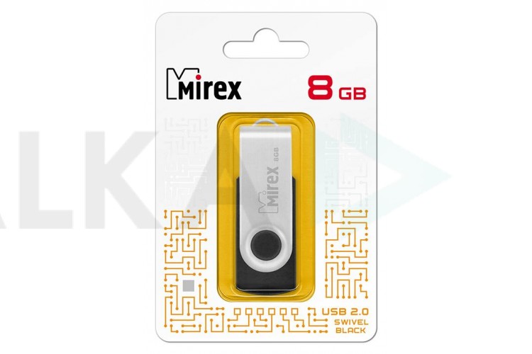 Флешка USB 2.0 Mirex SWIVEL BLACK 8GB (ecopack)