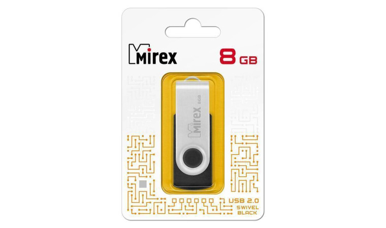 Флешка USB 2.0 Mirex SWIVEL BLACK 8GB (ecopack) Флешка USB 2.0 Mirex SWIVEL BLACK 8GB (ecopack)