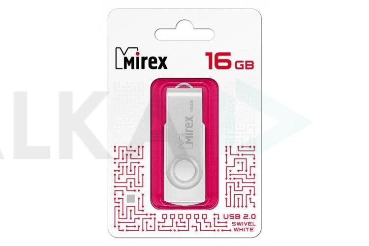 Флешка USB 2.0 Mirex SWIVEL WHITE 16GB (ecopack)