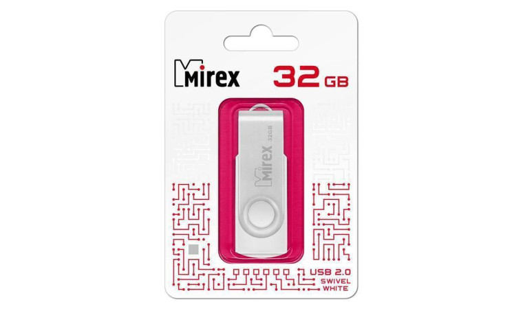 Флешка USB 2.0 Mirex SWIVEL WHITE 32GB (ecopack) Флешка USB 2.0 Mirex SWIVEL WHITE 32GB (ecopack)