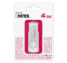Флешка USB 2.0 Mirex SWIVEL WHITE 4GB (ecopack)