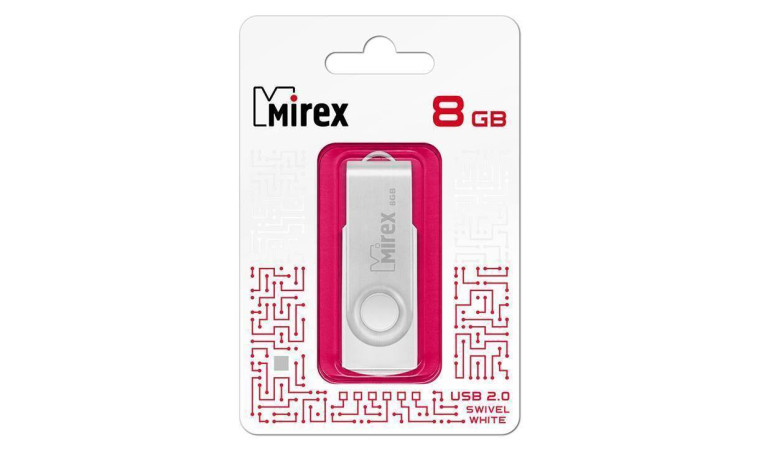 Флешка USB 2.0 Mirex SWIVEL WHITE 8GB (ecopack) Флешка USB 2.0 Mirex SWIVEL WHITE 8GB (ecopack)