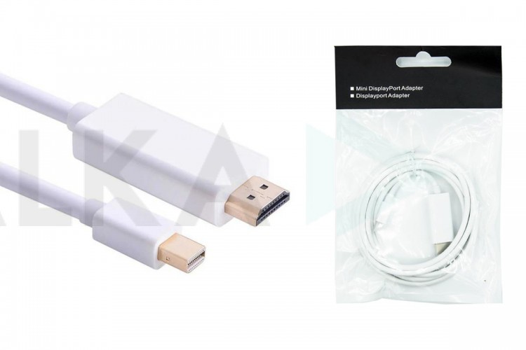 Кабель DisplayPort miniDP (папа) - HDMI (папа) 3 м белый (V1.4)