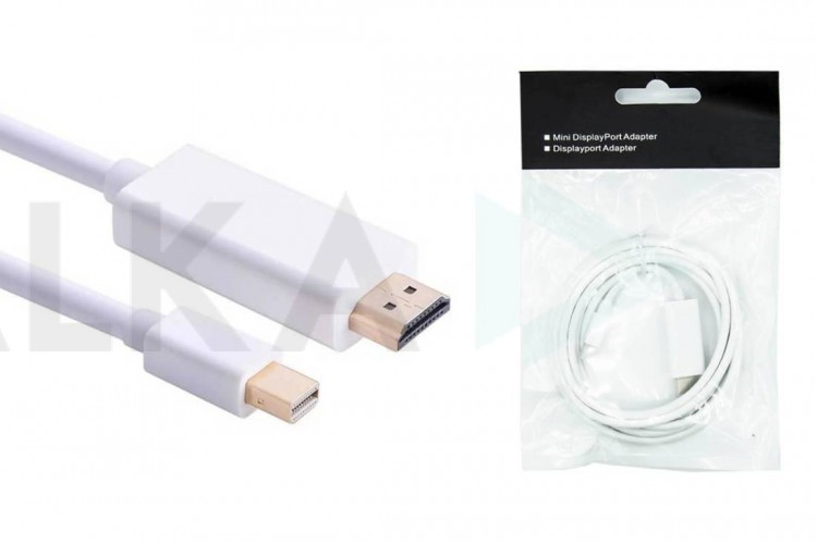 Кабель DisplayPort miniDP (папа) - HDMI (папа) 1,8 м белый (V1.4)