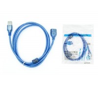 Кабель USB 2.0 удлинитель Type-A (папа - мама) 0,3 м синий
