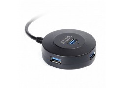 USB 3.0 хаб, 4 порта, СуперЭконом круглый, черный, SBHA-7314-B/50