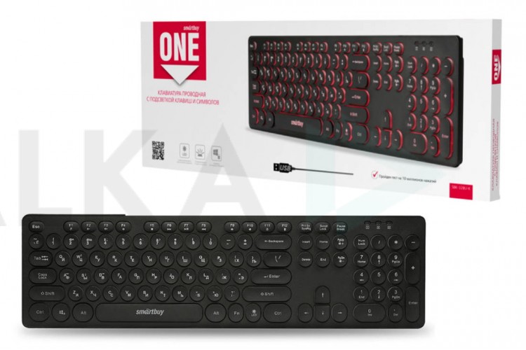 Клавиатура проводная с подсветкой Smartbuy ONE 328 USB черная (SBK-328U-K)/20