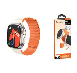 Ремешок для Apple Watch HOCO AS102 Жидкий силиконовый магнитный ремешок для часов iWatch (38/40/41 мм) (светлый с оранжевым)