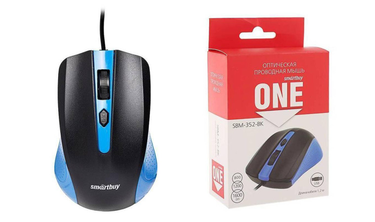 Мышь проводная Smartbuy ONE 352 (SBM-352-BK) (черно-синий)