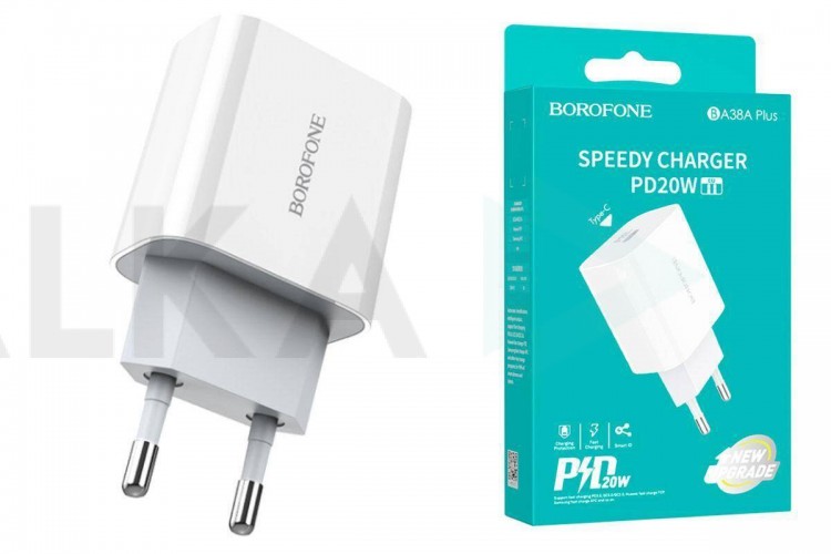 Сетевое зарядное устройство USB-C BOROFONE BA38A Plus Speedy PD20W port (белый)