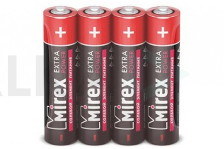 Батарейка солевая Mirex R03 / AAA 1,5V  цена за 4 шт (4/60/2400), shrink (23702-ER03-S4)