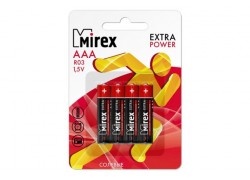Батарейка солевая Mirex R03 / AAA 1,5V  цена за 4 шт (4/48/960), блистер (23702-ER03-E4)