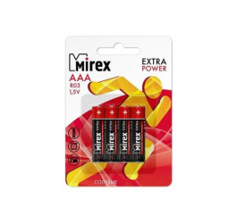 Батарейка солевая Mirex R03 / AAA 1,5V  цена за 4 шт (4/48/960), блистер (23702-ER03-E4)