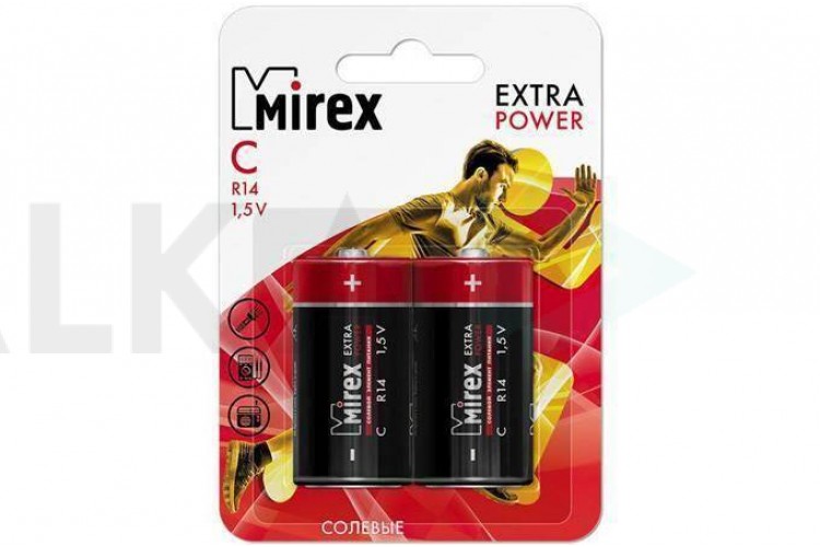 Батарейка солевая Mirex R14 / C 1,5V  цена за 2 шт (2/12/192), блистер (23702-ER14-E2)