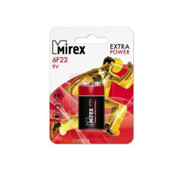 Батарейка солевая Mirex 6F22 / Крона 9V  цена за 1 шт (1/12/240), блистер (23702-6F22-E1)