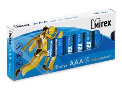 Батарейка алкалиновая Mirex LR03 / AAA 1,5V  цена за 10 шт (10/960), multipack (23702-LR03-M10)