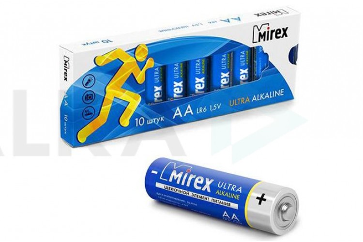 Батарейка алкалиновая Mirex LR6 / AA 1,5V  цена за 10 шт (10/480), multipack (23702-LR6-M10)