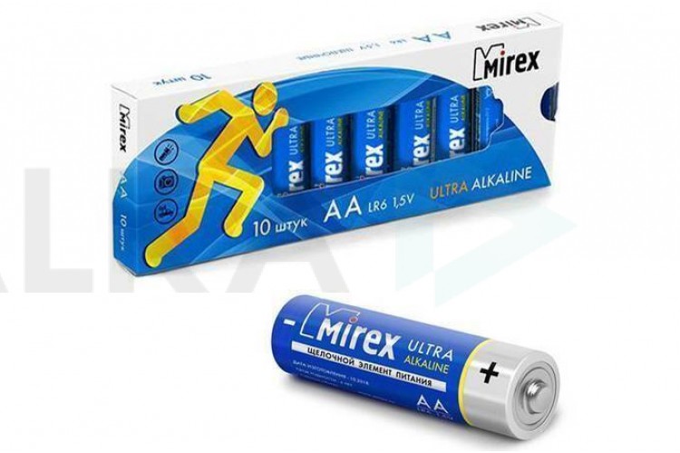 Батарейка алкалиновая Mirex LR6 / AA 1,5V  цена за 10 шт (10/480), multipack (23702-LR6-M10)