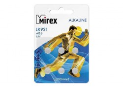 Батарейка часовая Mirex AG6 / LR921 1,5V цена за блистер 6 шт (23702-LR921-E6)