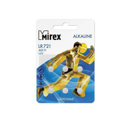 Батарейка часовая Mirex AG11 / LR721 1,5V цена за блистер 6 шт (23702-LR721-E6)