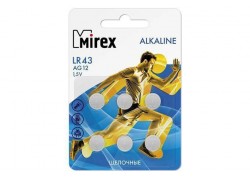 Батарейка часовая Mirex AG12 / LR43 1,5V цена за блистер 6 шт (23702-LR43-E6)