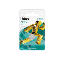 Батарейка литиевая Mirex CR1216 3V цена за 1 шт (1/60/360), ecopack (23702-CR1216-E1)