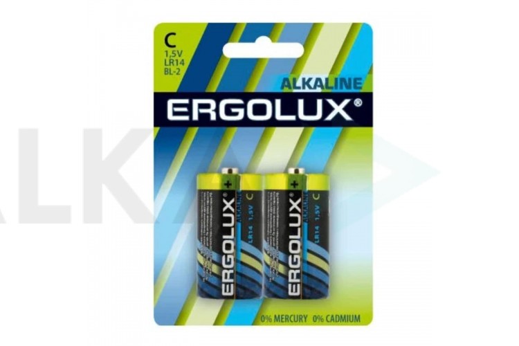Батарейка алкалиновая Ergolux LR14 BL2 цена за блистер 2 шт