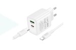 Сетевое зарядное устройство USB + кабель Type-C Type-C BOROFONE BA83A Flare star PD20W+QC3.0 (черный)