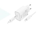 Сетевое зарядное устройство USB-C  + кабель Lightning - Type-C HOCO C143A Benefit (белый)