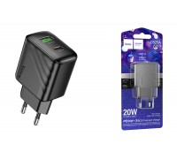 Сетевое зарядное устройство USB + USB-C HOCO CS25A Rico PD20W+QC3.0 (черный)