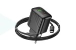 Сетевое зарядное устройство USB + USB-C + кабель Type-C - Lightning HOCO CS25A Rico PD20W+QC3.0 (черный)