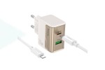 Сетевое зарядное устройство USB + USB-C + кабель Type-C - Lightning HOCO CS71A Star Speed PD20W+QC3.0 (белый)