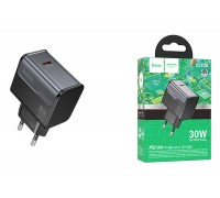 Сетевое зарядное устройство USB + USB-C HOCO CS72A Star Speed single port PD30W (черная полночь)