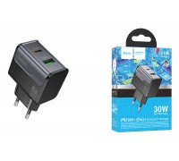 Сетевое зарядное устройство USB + USB-C HOCO CS73A Star Speed PD30W+QC3.0 (черная полночь)